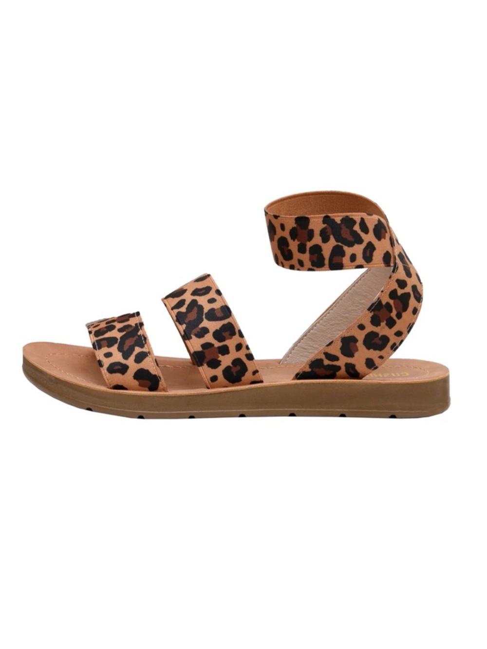 Leopard Print Strappy Sandals - Tan